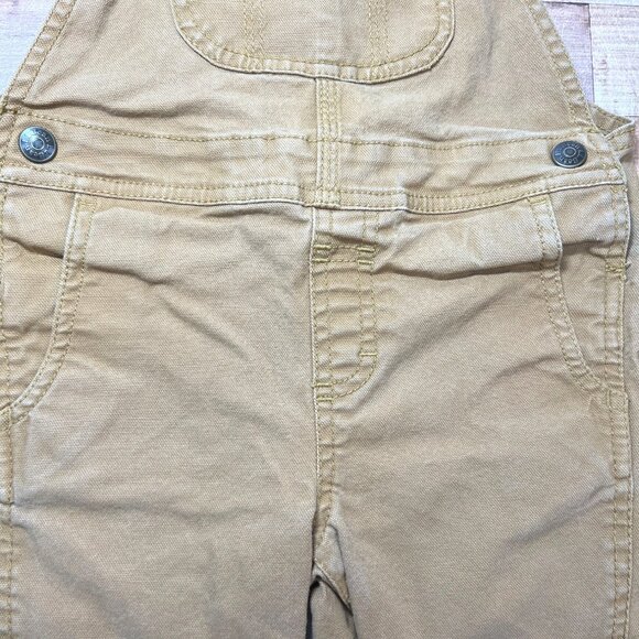 L.L. Bean Kids 3T Tan Cotton Overalls Adjustable Straps Front & Back Pockets - Picture 2 of 7